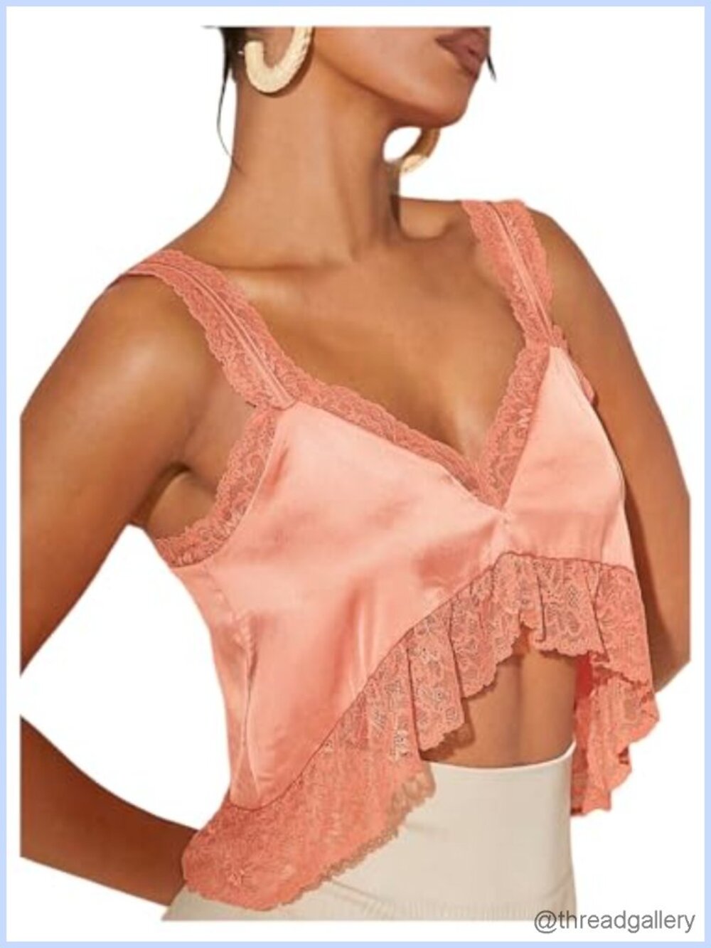 Women's Satin Silk Lace Crop Top